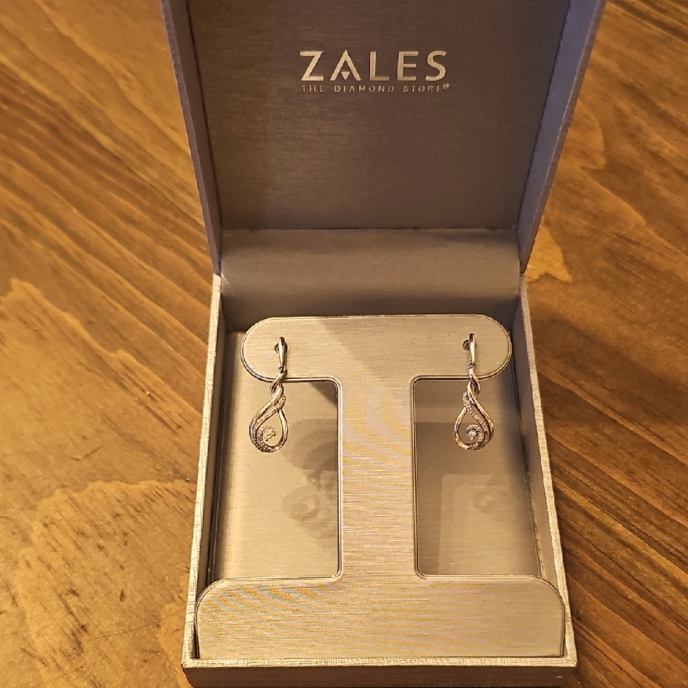 1/10 Ct TW Diamond Zales Elegant Sterling Silver Drop Earrings